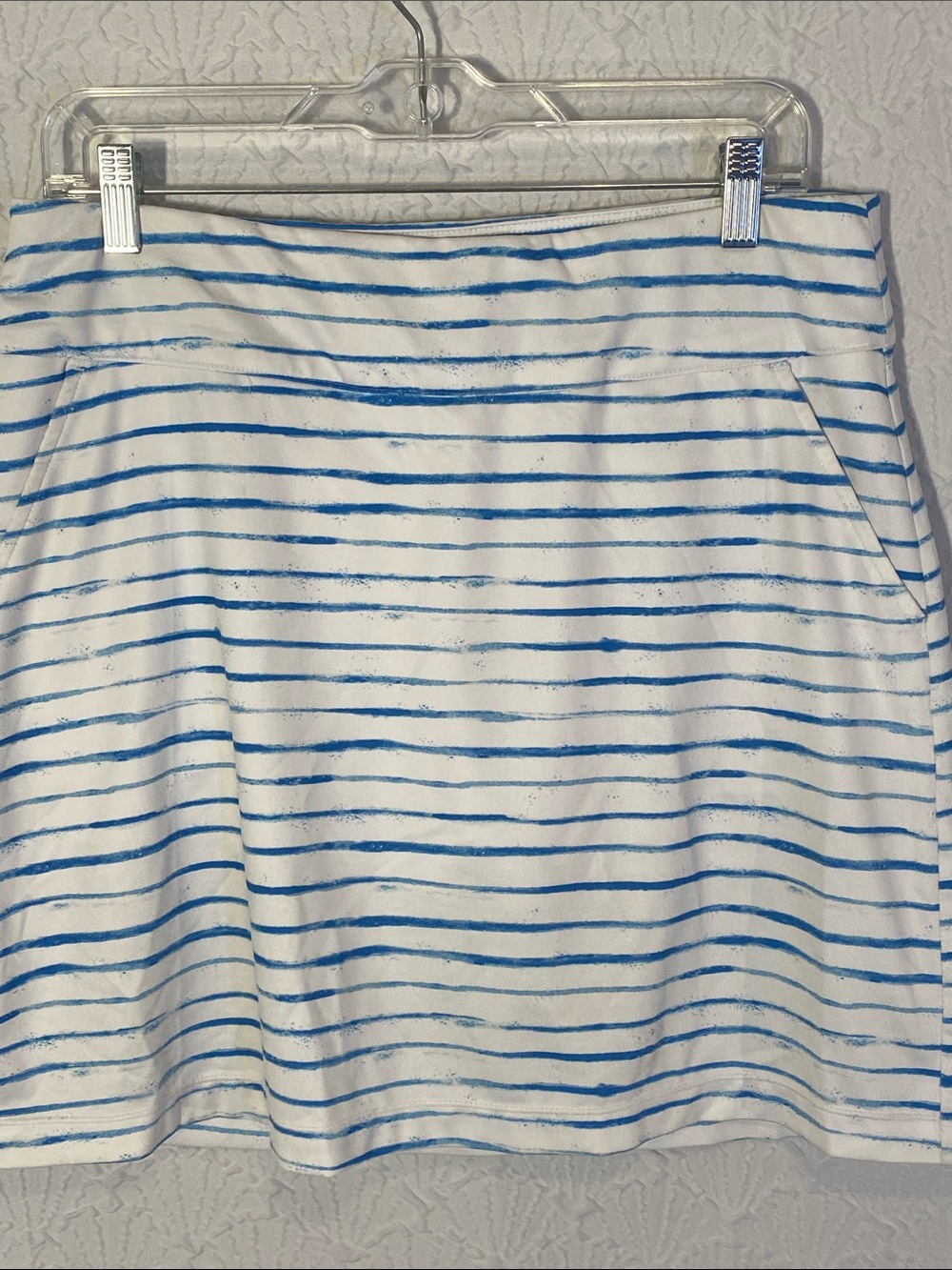 Coral Bay Blue and White Striped A-Line Golf skort. Active wear Casual style